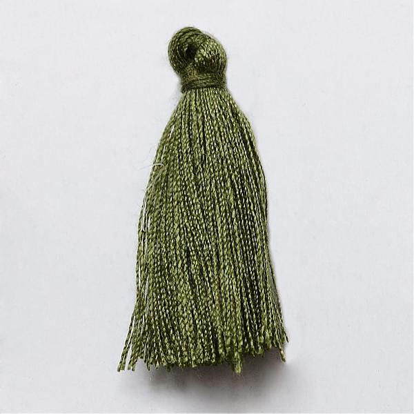 

PandaHall Handmade Polycotton(Polyester Cotton) Tassel Decorations, Pendant Decorations, Dark Olive Green, 29~35mm Polycotton Green