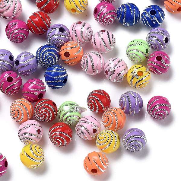 

PandaHall Plating Acrylic Beads, Metal Enlaced, Round, Mixed Color, 10x10x10mm, Hole: 2mm, 1100pcs/500g Acrylic Round Multicolor