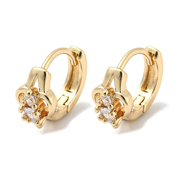 

PandaHall Brass with Clear Cubic Zirconia Hoop Earrings, Light Gold, 10x6mm Brass
