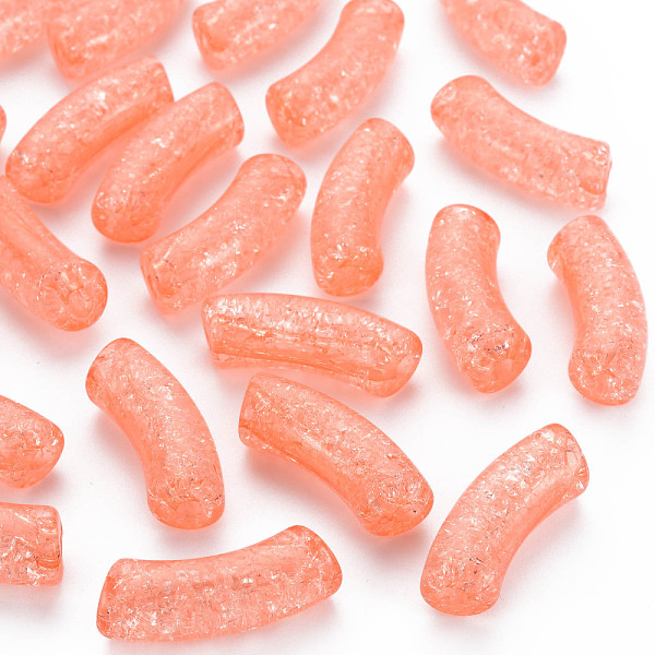 

PandaHall Transparent Crackle Acrylic Beads, Curved Tube, Light Salmon, 35x11.5x13.5mm, Hole: 3.5mm, about 148pcs/500g Acrylic Tube