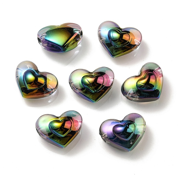 

PandaHall UV Plating Rainbow Iridescent Transparent Acrylic Beads, Two Tone, Heart, Black, 13x16.5x9mm, Hole: 3mm Acrylic Heart Black
