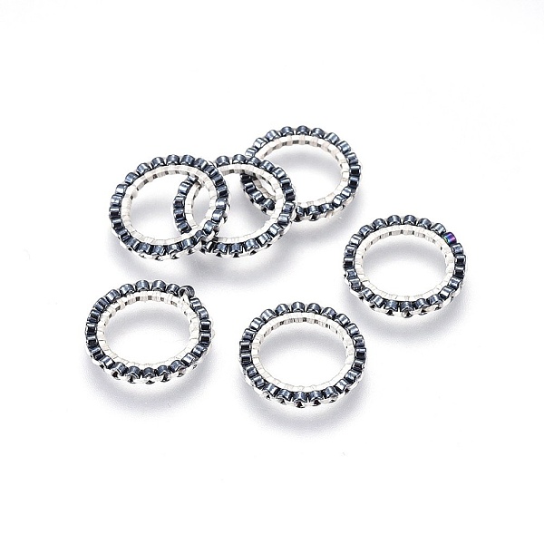 

PandaHall MIYUKI & TOHO Handmade Japanese Seed Beads, with 304 Stainless Steel Link Rings, Loom Pattern, Ring, Silver, Dark Gray...