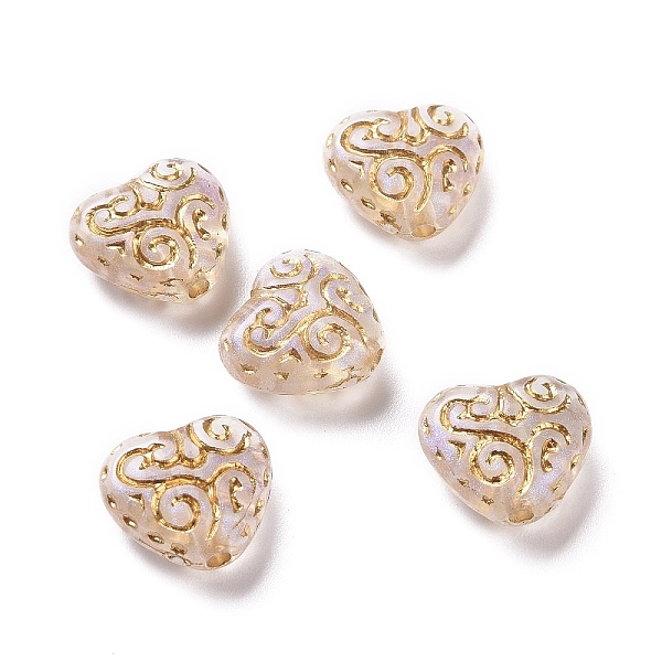 

PandaHall Plating Transparent Acrylic Beads, Golden Metal Enlaced, Heart, Clear, 13x14.5x7mm, Hole: 1.8mm, 630pcs/500g Acrylic Heart Clear