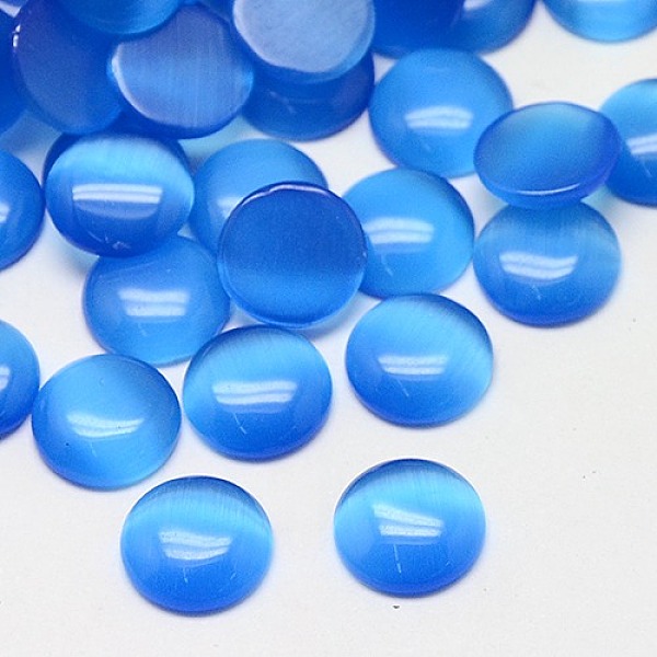 

PandaHall Cat Eye Cabochons, Half Round, Deep Sky Blue, 8x3mm Glass Half Round Blue