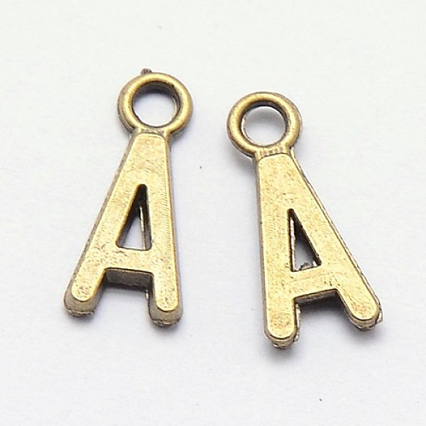 

PandaHall Tibetan Style Zinc Alloy English Letter Pendants, for Name Charm Bracelets Making, Antique Bronze, Letter.A, 16x7x2mm, Hole: 2mm...