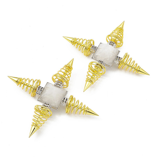 

PandaHall Golden Brass Spritual Energy Generator, with Natural Quartz Crystal Pyramid and Conductive Coils, for Body Healing, Reiki...