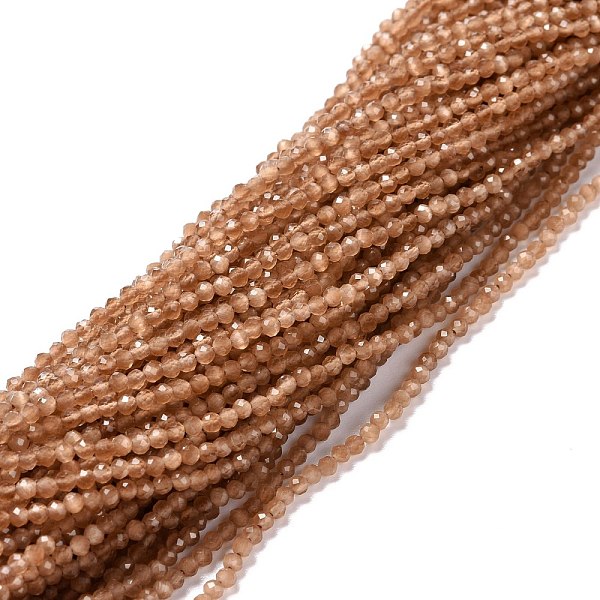 PandaHall Cat Eye Beads Strands, Round, Faceted, Camel, 2mm, Hole: 0.2mm, 14.17 inch(36cm), 174~184pcs/strand Glass Round Brown