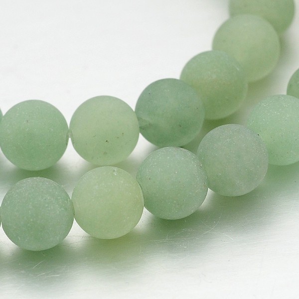 pandahall frosted round natural green aventurine bead strands, 8mm, hole: 1mm, about 50pcs/strand, 15 inch green aventurine round