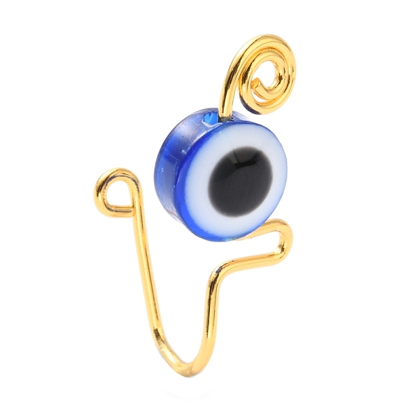 

PandaHall Brass Nose Rings, with Evil Eye Resin Beads, Nose Cuff Non Piercing, Clip on Nose Ring for Women Men, Blue, Golden, 22x11x10mm...