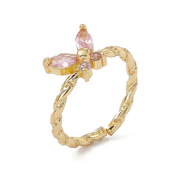 

PandaHall Rack Plating Brass Cubic Zirconia Cuff Rings for Women, Butterfly Long-Lasting Plated Open Ring, Lead Free & Cadmium Free, Real...