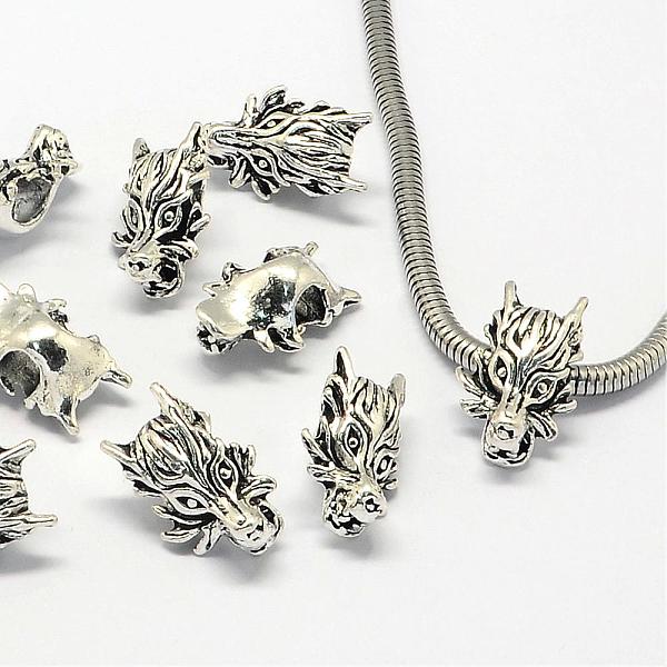 

PandaHall Alloy European Beads, Large Hole Beads, Dragon Head, Antique Silver, 18.5x12x8mm, Hole: 4.5mm Alloy Dragon