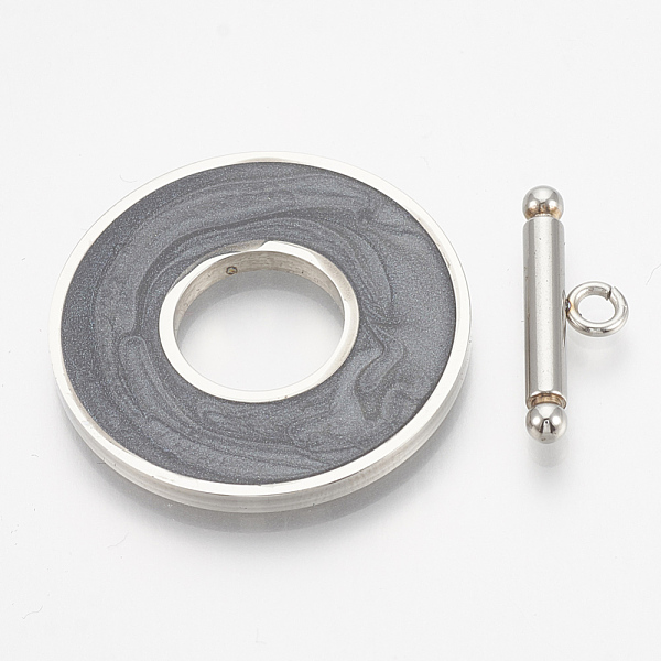 

PandaHall 304 Stainless Steel Toggle Clasps, with Enamel, Ring, Gray, Ring: 29.5x2mm, Inner Diameter: 12mm, Bar: 21x7x3mm, Hole: 2mm 304...