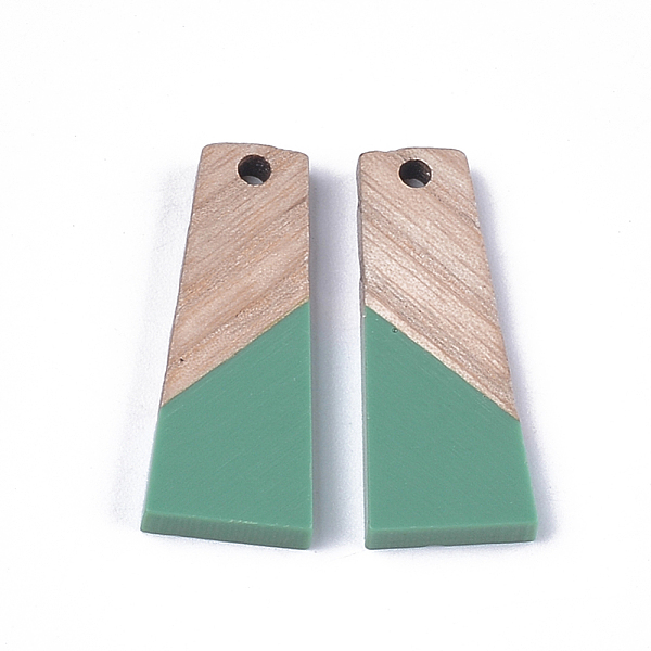

PandaHall Resin & Wood Pendants, Trapezoid, Medium Sea Green, 30x12x3mm, Hole: 2mm Resin+Wood Trapezoid Green