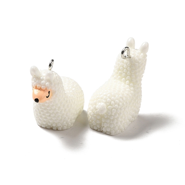 

PandaHall Opaque Resin Pendants, 3D Alpaca Charms, with Platinum Tone Iron Loops, White, 24x14x26.5mm, Hole: 2mm Iron+Resin Other Animal...
