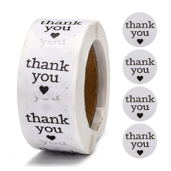 

PandaHall 1 Inch Thank You Stickers, Adhesive Roll Sticker Labels, for Envelopes, Bubble Mailers and Bags, White, 25mm, about 500pcs/roll...