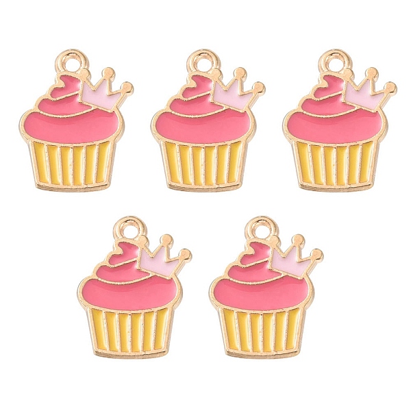 

PandaHall Alloy Enamel Pendants, Light Gold, Cadmium Free & Lead Free, Cake with Crown Charm, Hot Pink, 17x13x2mm, Hole: 1.4mm Alloy+Enamel...