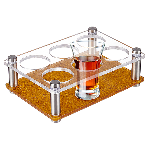 

PandaHall BENECREAT Glitter 6 Round Holes Acrylic Shot Glasses Holders, Detachable Beer Wine Glasses Organizer Rack for Family Party Bar Pub..., Gold