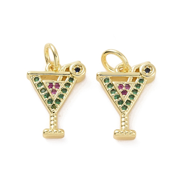 

PandaHall Brass Micro Pave Colorful Cubic Zirconia Charms, with Jump Ring, Cocktail/Cup, Real 18K Gold Plated, 14x10x2.7mm, Hole: 3.2mm...