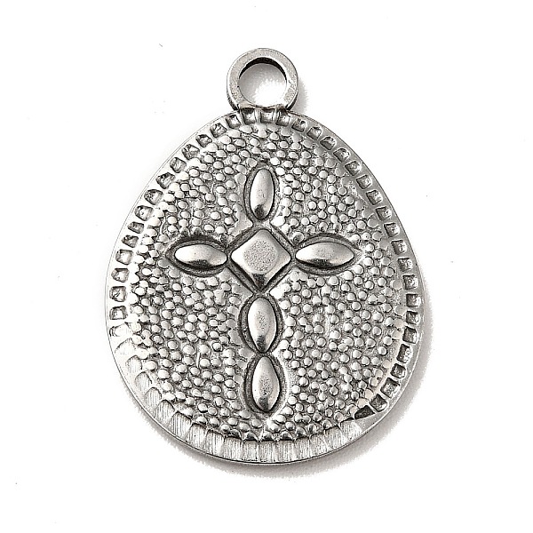 

PandaHall 304 Stainless Steel Pendants, Teardrop with Cross Pattern Charms, Antique Silver, 23x17x1.5mm, Hole: 2.5mm 304 Stainless Steel...