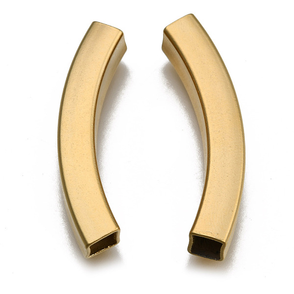 

PandaHall 304 Stainless Steel Tube Beads, Curved, Square Hole, Golden, 40x6x6mm, Hole: 5x5mm 304 Stainless Steel Tube