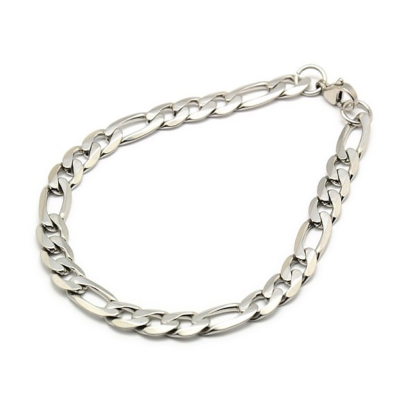

PandaHall Trendy 304 Stainless Steel Figaro Chain Bracelets, with Lobster Claw Clasps, Faceted, Stainless Steel Color, 8-5/8 inch(220mm)...