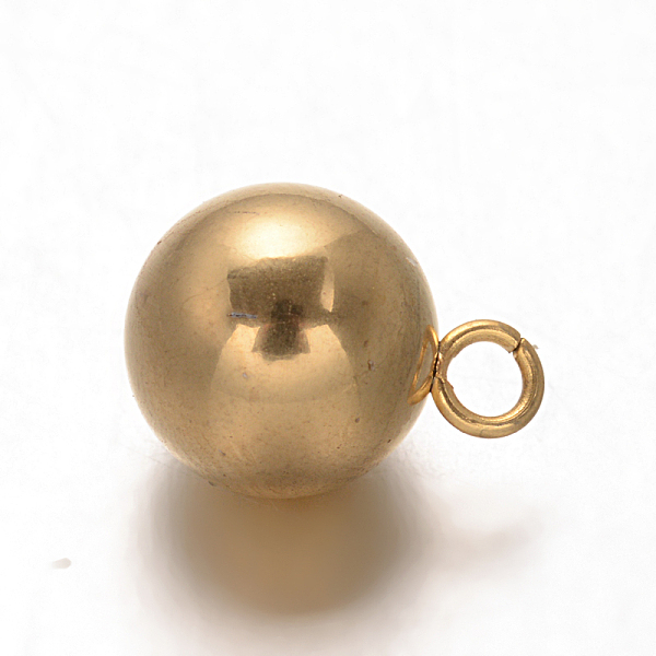 

PandaHall Round Ion Plating(IP) 304 Stainless Steel Charms, Golden, 9x6mm, Hole: 1.5mm 304 Stainless Steel Round