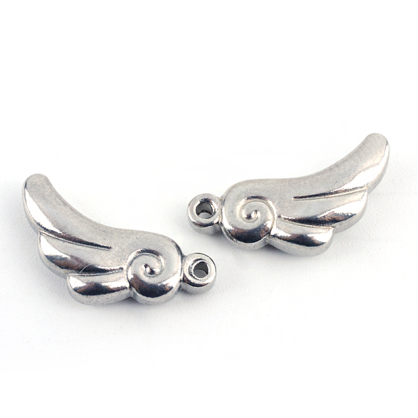 

PandaHall 201 Stainless Steel Wing Charms, Stainless Steel Color, 12x18x4mm, Hole: 1.5mm 201 Stainless Steel Wing