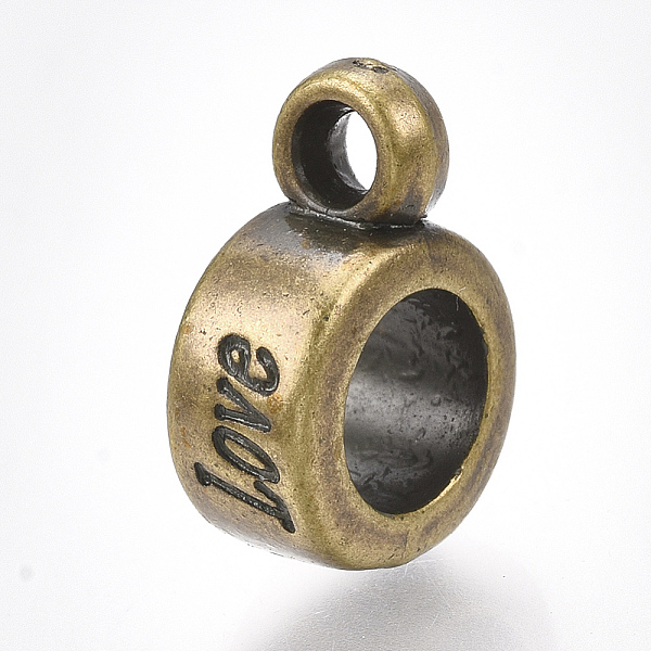 

PandaHall CCB Plastic Tube Bails, Loop Bails, Column with LOVE, Antique Bronze, 14x5.5x10mm, Hole: 2mm Plastic Column