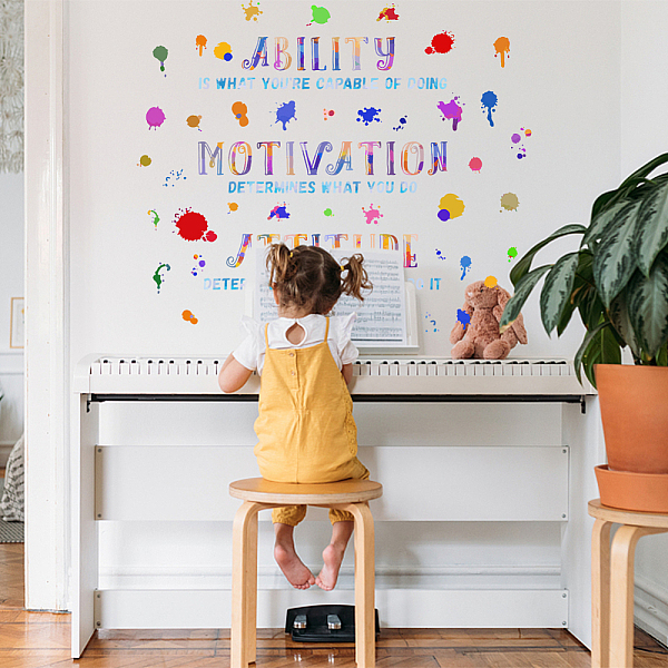 

PandaHall 2 Sheets PVC Wall Stickers, Wall Decoration, Word, 800x390mm PVC Word