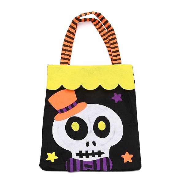 

PandaHall Non-woven Fabrics Halloween Candy Bag, Trick or Treat Tote, with Handles, Gift Bag Party Favors for Kids Boys Girls, Rectangle..., Black