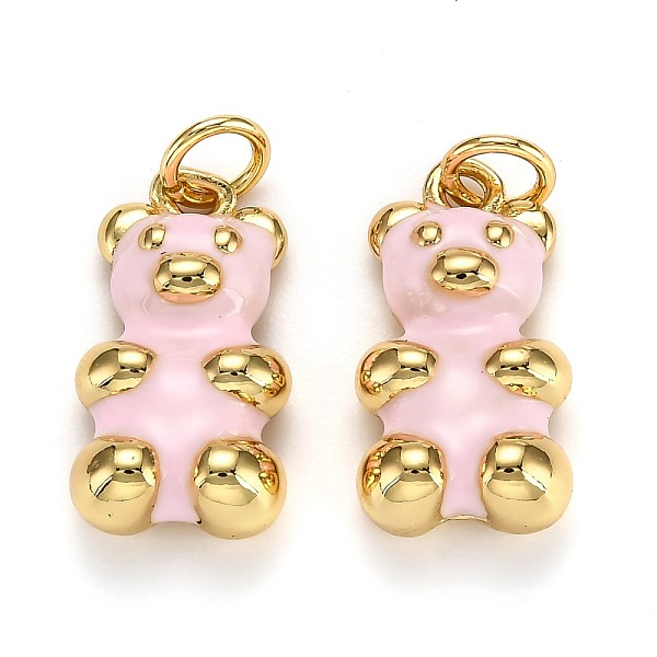 

PandaHall Real 18K Gold Plated Brass Pendants, with Enamel and Jump Rings, Long-Lasting Plated, Bear, Pink, 17.5x9x5mm, Jump Ring: 5x1mm...
