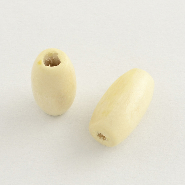 

PandaHall Dyed Natural Wood Beads, Egg Shaped Rugby Wood Beads, Oval/Oblong, Lead Free, Light Yellow, 15x7~8mm, Hole: 3mm, about...