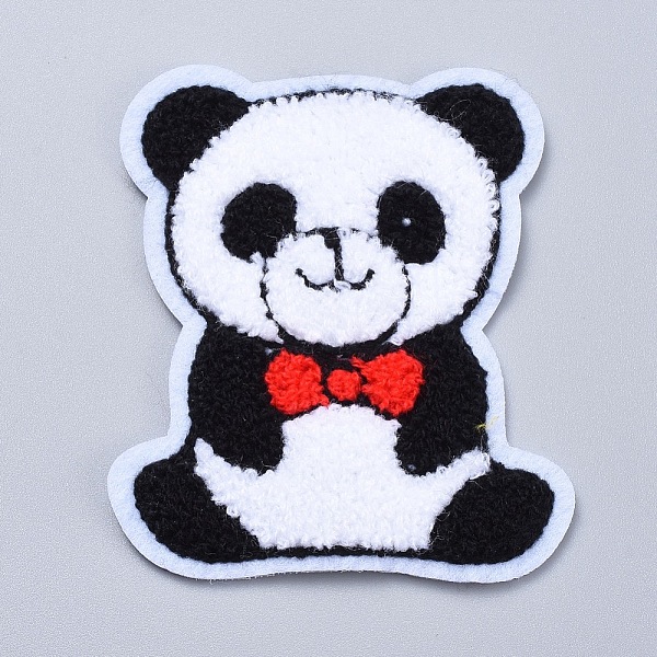 PandaHall Computerized Embroidery Cloth Sew on Patches, Costume Accessories, Appliques, Panda, White & Black, 88x100x4mm Cloth Panda White