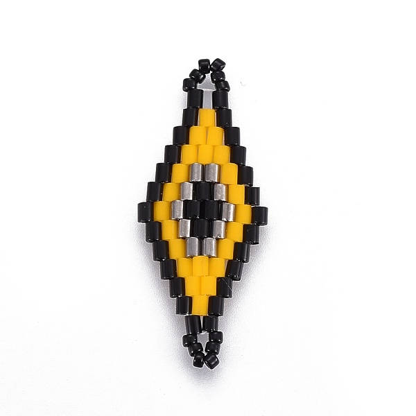 

PandaHall MIYUKI & TOHO Handmade Japanese Seed Beads Links, Loom Pattern, Rhombus, Gold, 31.4~33x12.7~13.4x1.6~1.7mm, Hole: 1~1.4mm Glass...