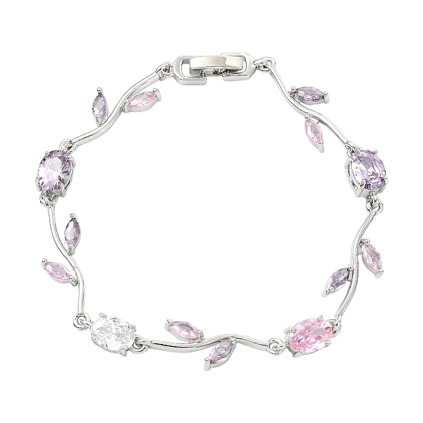 1 bracciale a maglie in ottone con zirconi cubici incastonati da donna