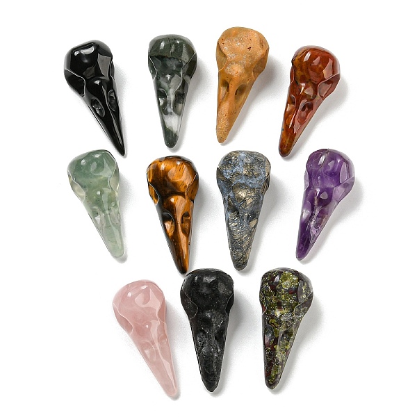 

PandaHall Natural Mixed Gemstone Pendants, Bird Head Skull Charms, 47~49x20~22x20~22mm, Hole: 2~2.5mm Mixed Stone Bird