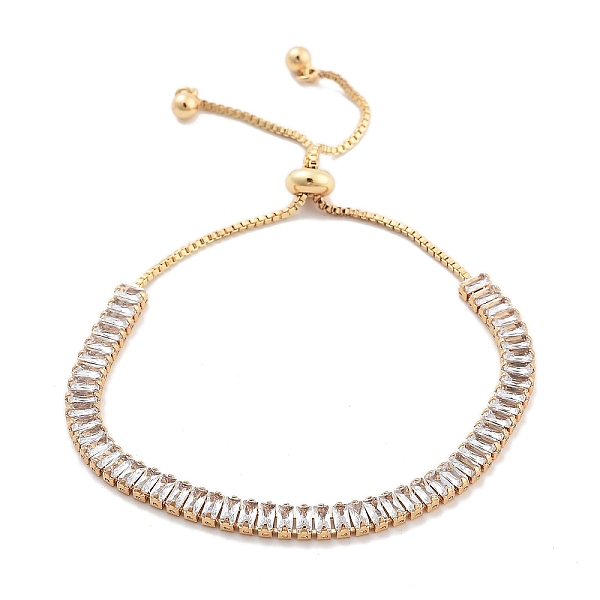 Bracelets coulissants en laiton pavé de zircone cubique transparente
