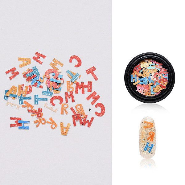 

PandaHall Paper Cabochons for Christmas, Nail Art Decorations, Mixed Shapes, Word, 3~8x2~6x0.1mm, about 50pcs/box Paper Word Multicolor