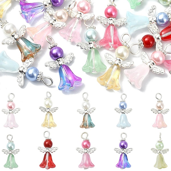 20 perle de verre bicolore avec pendentif en alliage
