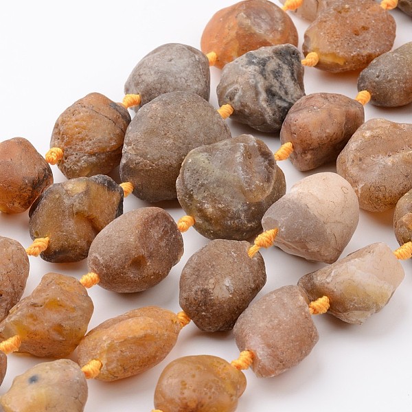 

PandaHall Raw Rough Natural Yellow Botswana Agate Beads Strands, Nuggets, 20~35x13~30x13~26mm, Hole: 1mm, about 13~14pcs/strand, 15.9..., Brown