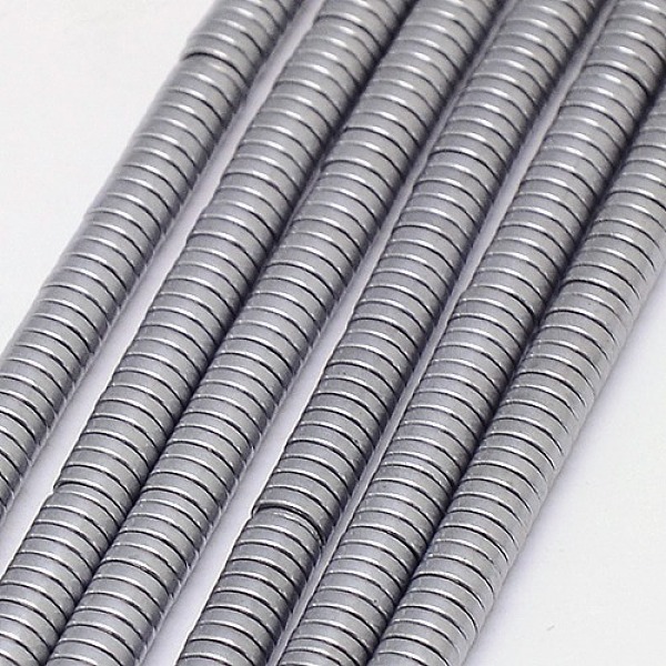

PandaHall Electroplate Non-magnetic Synthetic Hematite Beads Strands, Frosted, Heishi Beads, Flat Round/Disc, Grade A, Platinum Plated...
