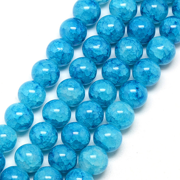 

PandaHall Baking Painted Crackle Glass Bead Strands, Round, Deep Sky Blue, 8mm, Hole: 1.3~1.6mm, about 100pcs/strand, 31.4 inch Glass Round...