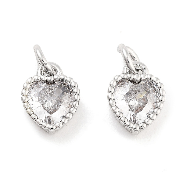 

PandaHall Brass with Cubic Zirconia Pendant, with Jump Ring, Heart, Platinum, 8x6x2.8mm, Hole: 2.4mm Brass+Cubic Zirconia Heart Clear