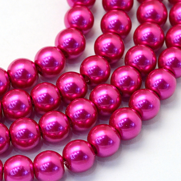 

PandaHall Baking Painted Pearlized Glass Pearl Round Bead Strands, Camellia, 6~7mm, Hole: 1mm, about 135~140pcs/strand, 31.4 inch Glass..., Pink