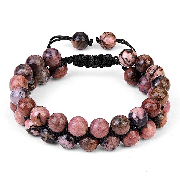 

PandaHall Natural Rhodonite Braided Bead Bracelet, Double Layer Gemstone Adjustable Bracelet for Women, Inner Diameter: 2-1/8~3 inch...