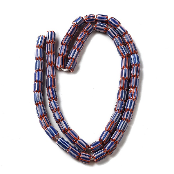 

PandaHall Handmade Nepalese Lampwork Beads, Chevron Beads, Column, Royal Blue, 6~11x7~8mm, Hole: 1.8mm, about 62~72pcs/strand, 25.59~25.98''...