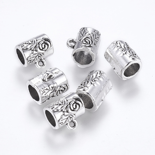 

PandaHall Alloy Tube Bails, Loop Bails, Antique Silver, 12x12.5x10mm, Hole: 2mm, inner diameter: 7mm Alloy Column
