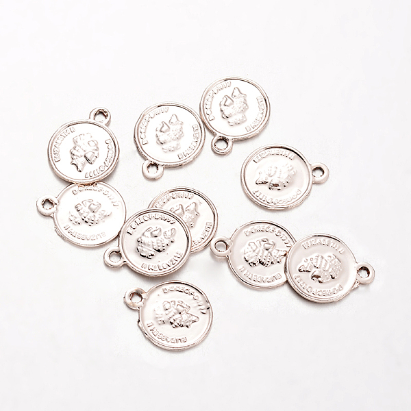 Flat Round Alloy Charms