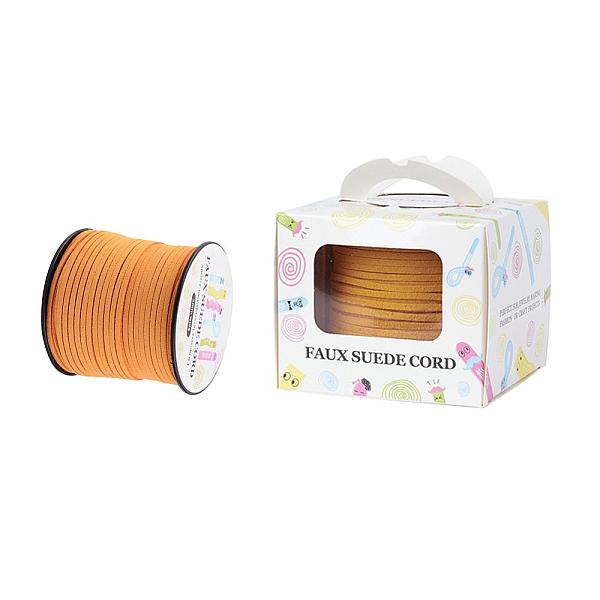 

PandaHall Faux Suede Cord, Faux Suede Lace, Paper Box Packing, Orange, 3.0x1.4mm, about 98.43yards/roll(90m/roll) Faux Suede Orange