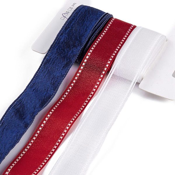 

PandaHall 9 Yards 3 Styles Independence Day Polyester & Polycotton Ribbons Sets, for Bowknot Making, Gift Wrapping, Mixed Color, 7/8~1 inch..., Multicolor
